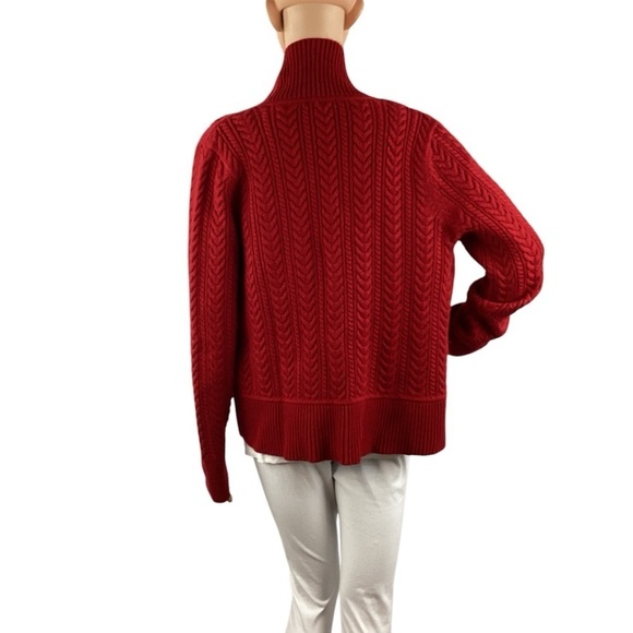 Talbots Open Front Heavy Weight Cardigan Sweater Size L Red - Picture 5 of 7